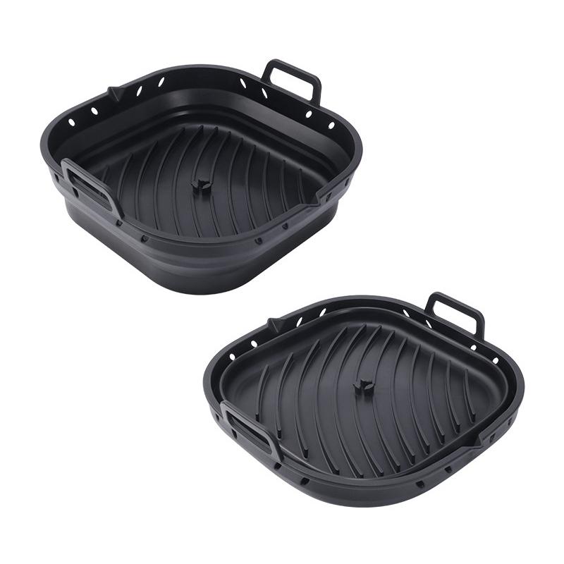Silicone Air Fryer Liners Square Reusable Silicone Basket Easy To Clean Air Fryers Pot for 5.8 To 8 Qt Air Fryer Baking Tray