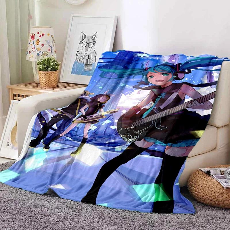 3D M-MIKUS Музыка VOCALOID Мультяшная Девочка Мягкий Плюшевый Плед, Фланелевый Плед для Гостиной Спальни Кровати Дивана Подарок