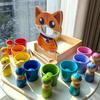 Baby Cartoon Color Sorting Cup Pairing Feeding Clip Beads Game Fine Action Wooden Early Education Toy