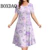 Новые платья 2025 Женские платья-сарафаны с 3D-цветочным принтом и короткими рукавами Летние повседневные платья-пуловеры Модные свободные женские платья
