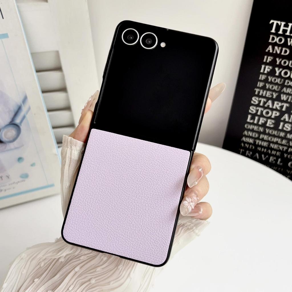 Чехол для телефона Samsung Z Flip - Кожаная текстура с рисунком личи, Защитная крышка однотонного цвета