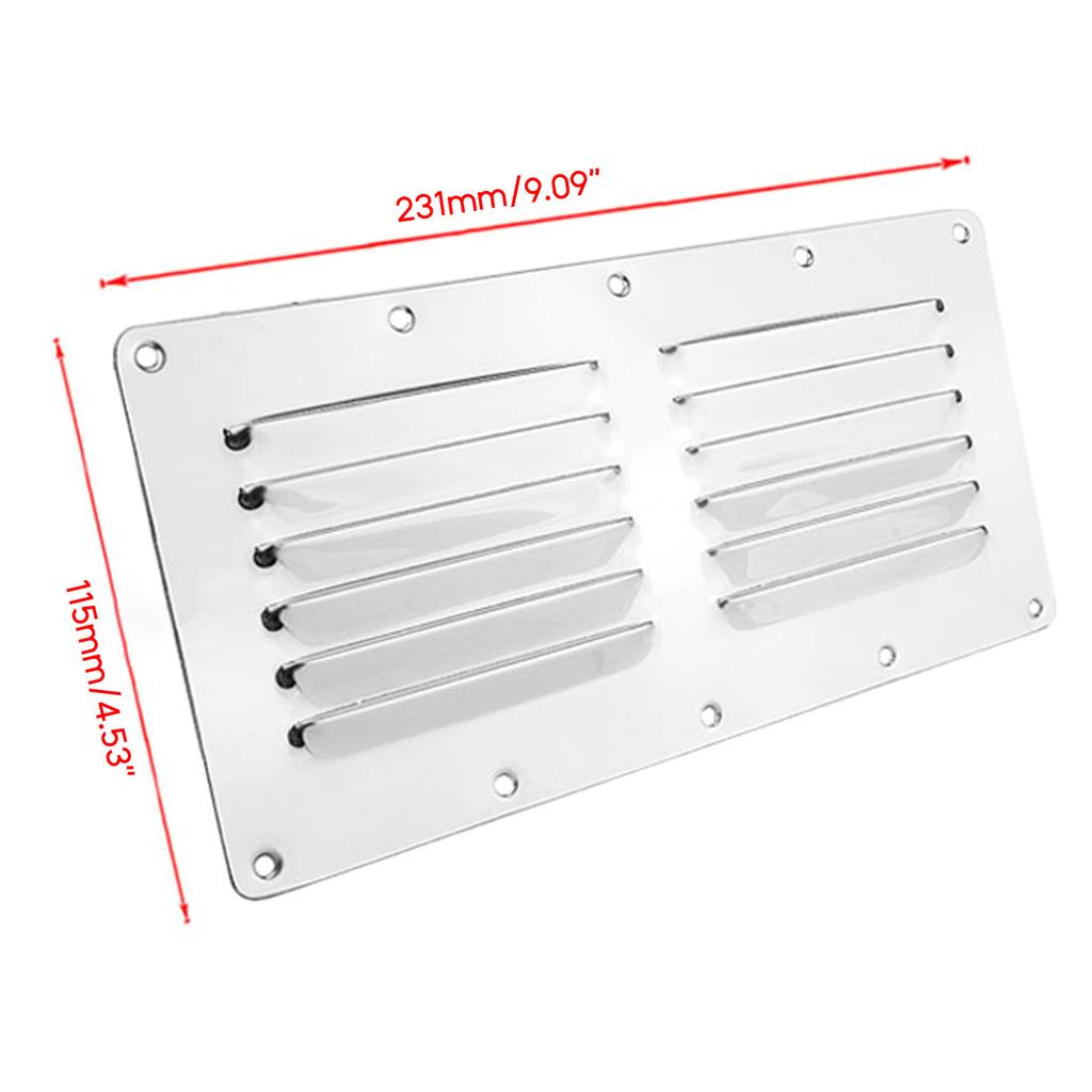 Панель вентиляции 304 Нержавеющая сталь Прямоугольная жалюзийная вентиляционная решетка для морской яхты, автодома, каравана, вентиляция 231x115мм