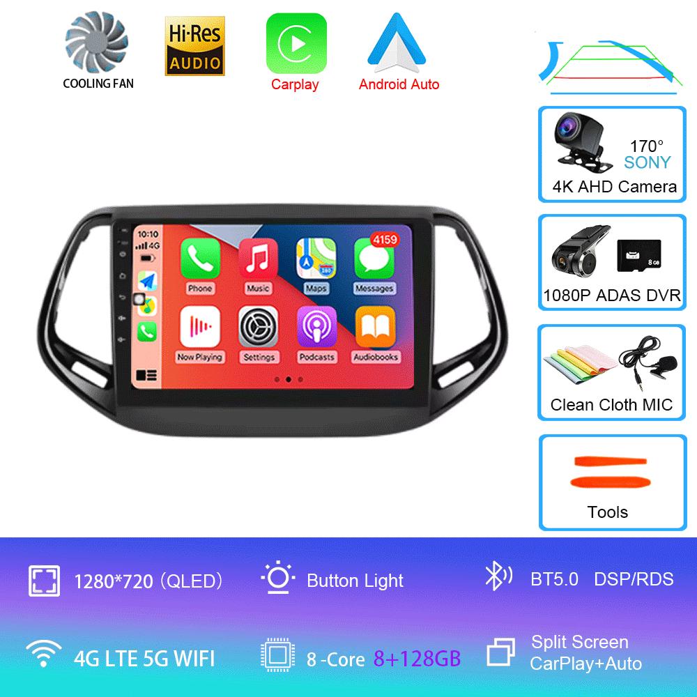 Для Jeep Compass 2017 - 2019 360 камера головное устройство Android 14 видеоплеер автомобильное радио Авторадио Мультимедиа GPS навигация монитор