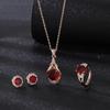 Korean Pigeon Blood Red Tourmaline Pendant Necklace with 18K Gold-Plated Ruby Water Drop