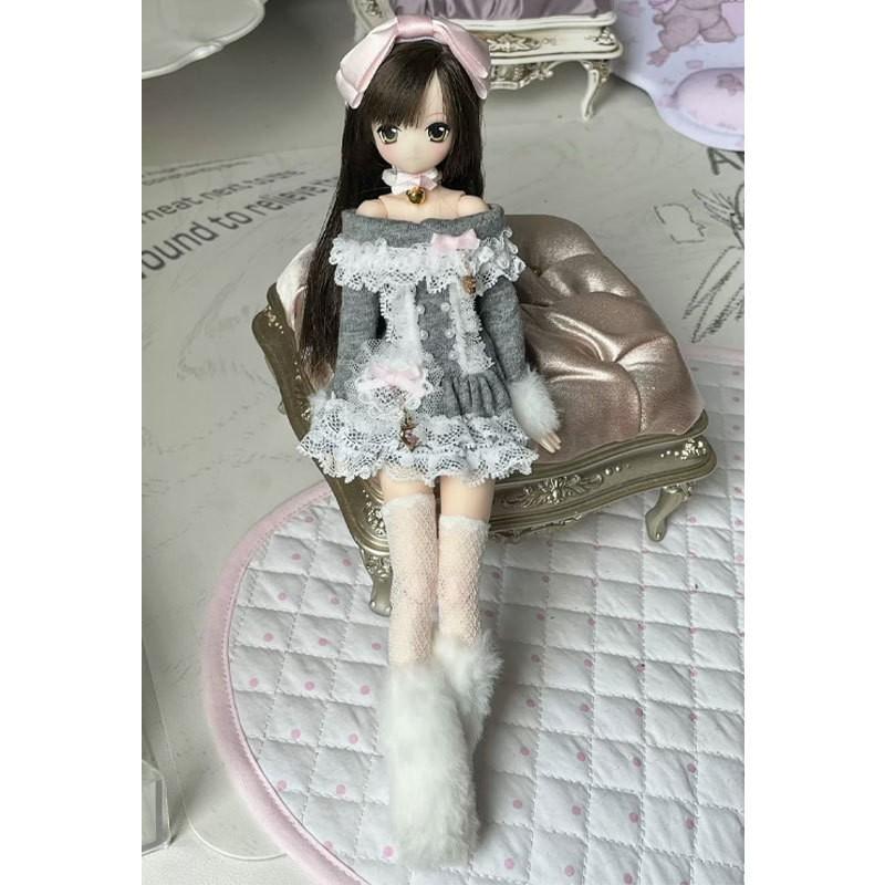 Doll Clothing Set Azone OB22 OB24 Huaque Sweet Dream Syndrome Type 6 - Gray Pink White Skirt Outfit
