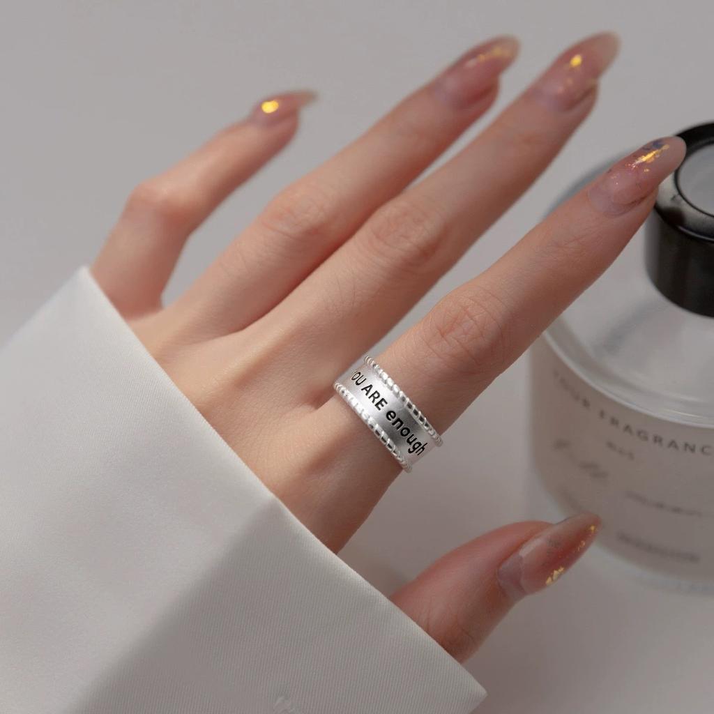 Кольцо Self-Discipline из стерлингового серебра S925 с широким лицом и персонализированной надписью для мужчин и женщин в корейском стиле, модные аксессуары для рук