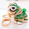 Key Holder Metal Car Key Chain Rotated Dance Lion Keychain Crystal Dance Keyring Purse Pendant