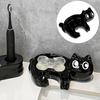 Ceramic Black Cat Soap Dish Quick Drain Kitchen Bathroom Shampoo Bar Shower Soap Sponge Holder Container Box Saver Tray Countertop Decoration