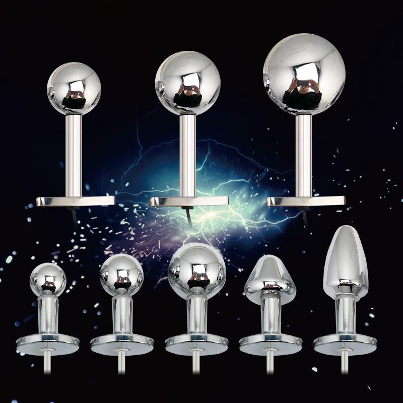 Новый биполярный электрошок, вагинальная плотная огромная анальная пробка, металлические анальные шарики, электрическая стимуляция простаты, точка G, медицинская секс-игрушка