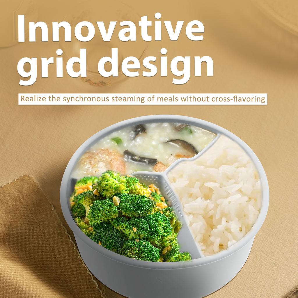 Микроволновая силиконовая пароварка 3 отделения Кастрюля для микроволновки Термостойкость Многофункциональная пароварка Миска Портативная кастрюля для аэрофритюрницы Легко