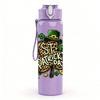 1PC Retro Saint Patrick Text Art 750ml Color Plastic Sports Water Bottle Leakproof Flip Straw Lid Suitable for Sports Office Home Use