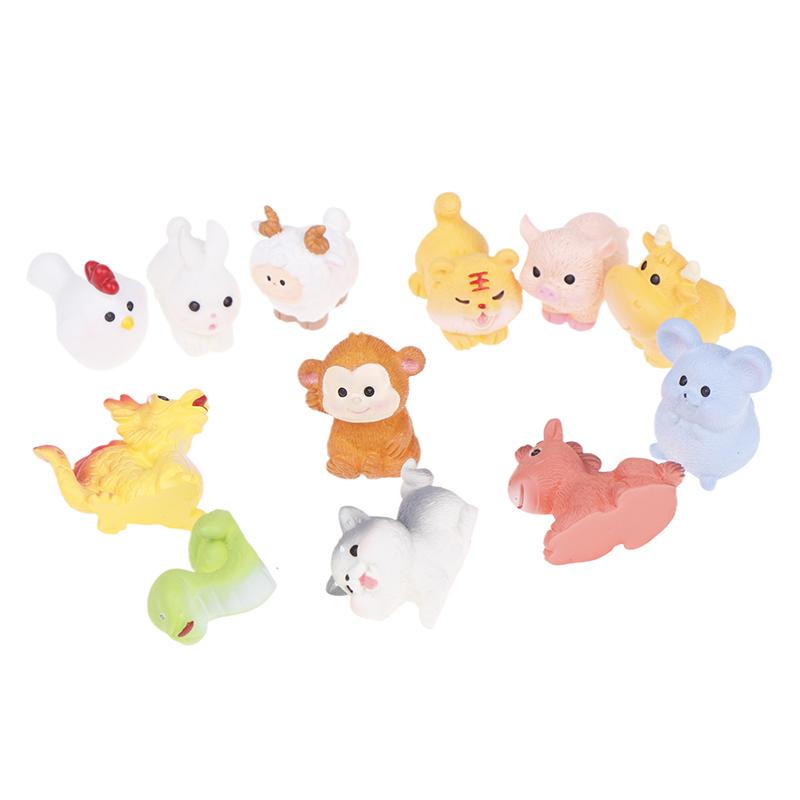 1 шт. Миниатюрные 12 статуэток кукол из смолы со знаком зодиака, реалистичные животные для украшения микропейзажа, аксессуары для самостоятельного изготовления