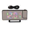 Digital Clock RGB LED Large Screen Mirror Projection Multifunctional Table Electronic Alarm Black