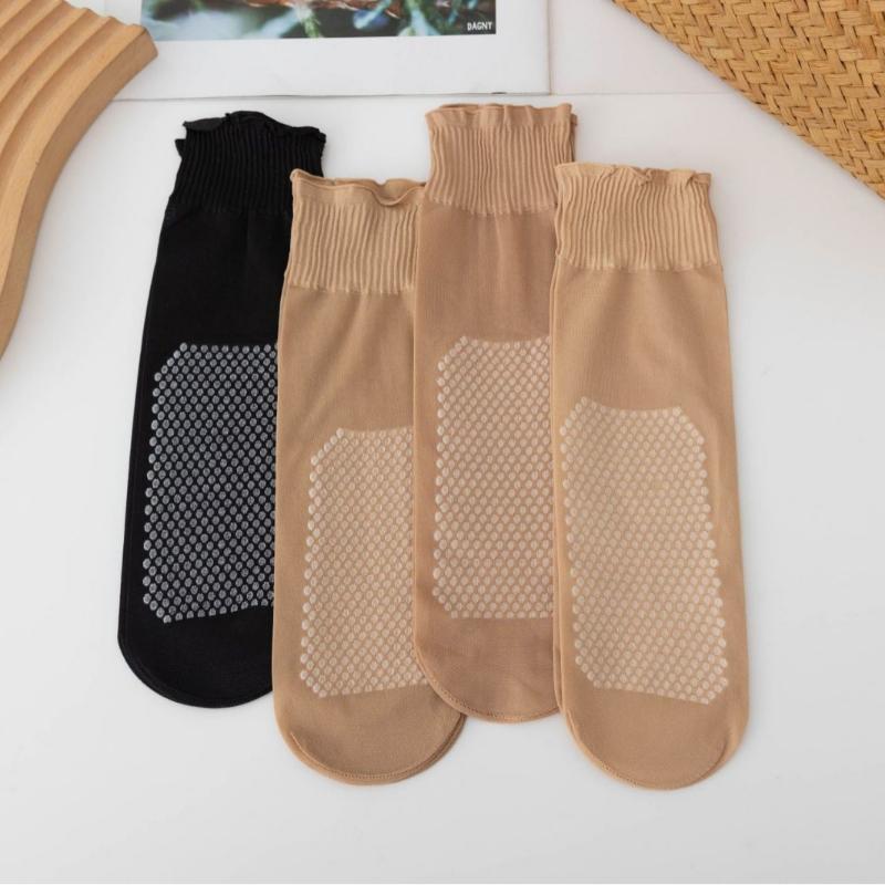 5/10 Pairs Women's Upgraded Ruffled Socks Cotton Soled Massage Socks Ultra-Thin Non-Slip Anti-Snatch Mid-calf Socks Lot