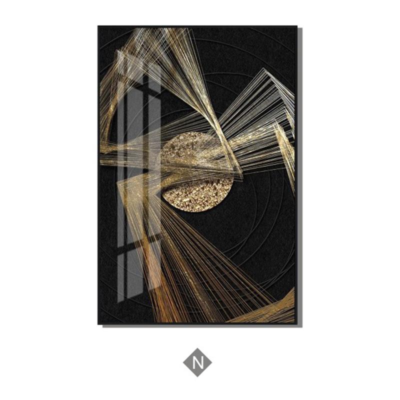 Abstract Black Golden Foil Leaves Luxury Poster Art Plant Canvas Painting Decorative Modern Wall Picture for Living Room Decor