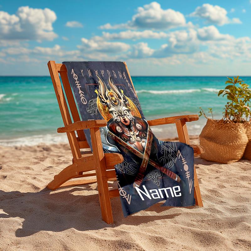 Personalized customized proof beach towel with Viking Sign pattern - soft, absorbent,quick-drying,perfect swimming,camping&bathing