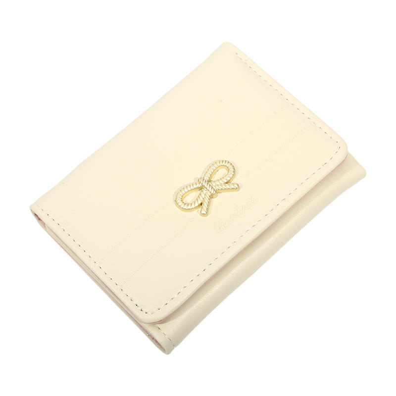 Женский милый модный короткий кошелек с эстетичным маленьким бантом, держатель для кредитных карт, кошелек для монет с окошком для удостоверения личности