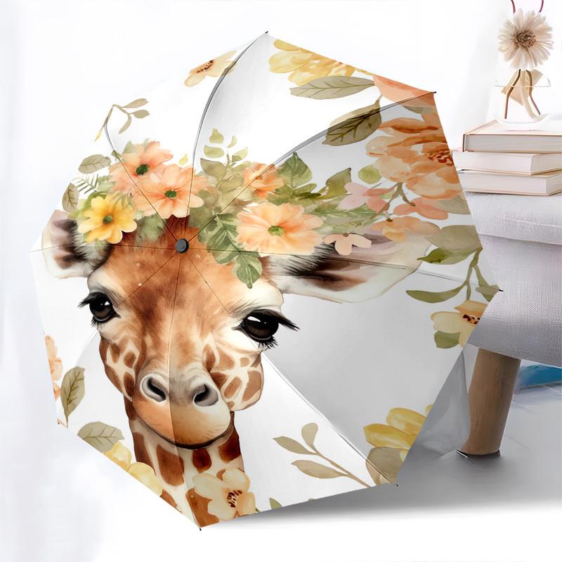Giraffe Floral- Automatic Umbrella,Suitable for Men and Women,Suitable for Birthdays, Christmas, Gifts for Fashion Lovers0923b