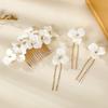 Женская шпилька для волос в форме U, керамическая шпилька для волос с цветком, элегантная белая шпилька для волос с цветочным жемчугом для девочек, свадебные аксессуары для волос