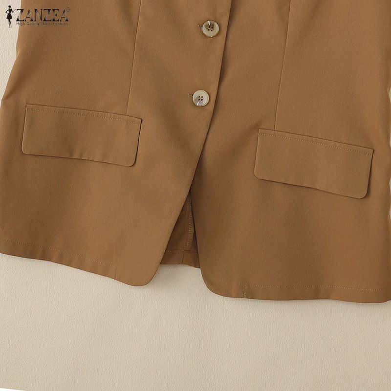 ZANZEA Женский повседневный кардиган-жилет без рукавов с V-образным вырезом и свободной посадкой