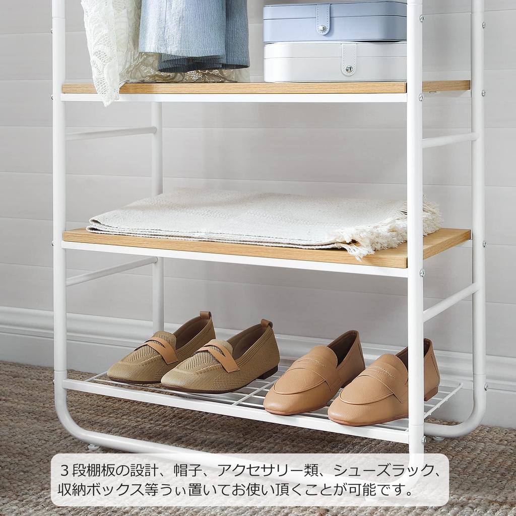 VASAGLE Деревянная Вешалка для Одежды Обуви Пальто Легкая Нагрузка 41 кг Пальто 58 см Шириной х 28 см Глубиной х 181 см HSR81WN Стойка, Прочная, Тонкая, Стойка, Вешалка, Стильная, Компактная,