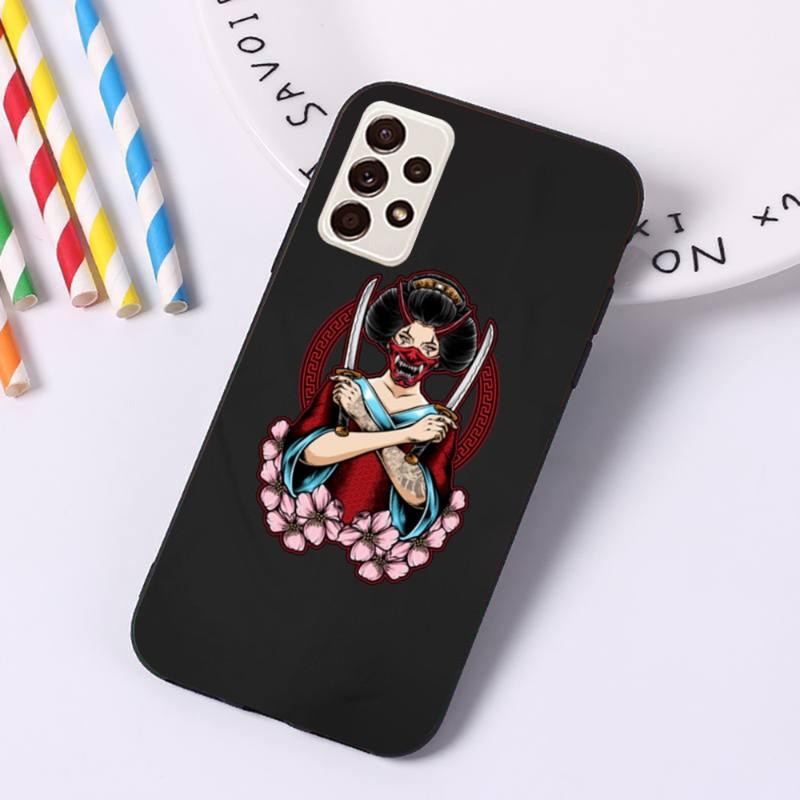 Чехол для телефона Samurai Gril Women для Samsung A91 A81 A73 A72 A71 A30S A20 A12 A13 A52 A53 4G 5G, мягкий черный чехол для телефона