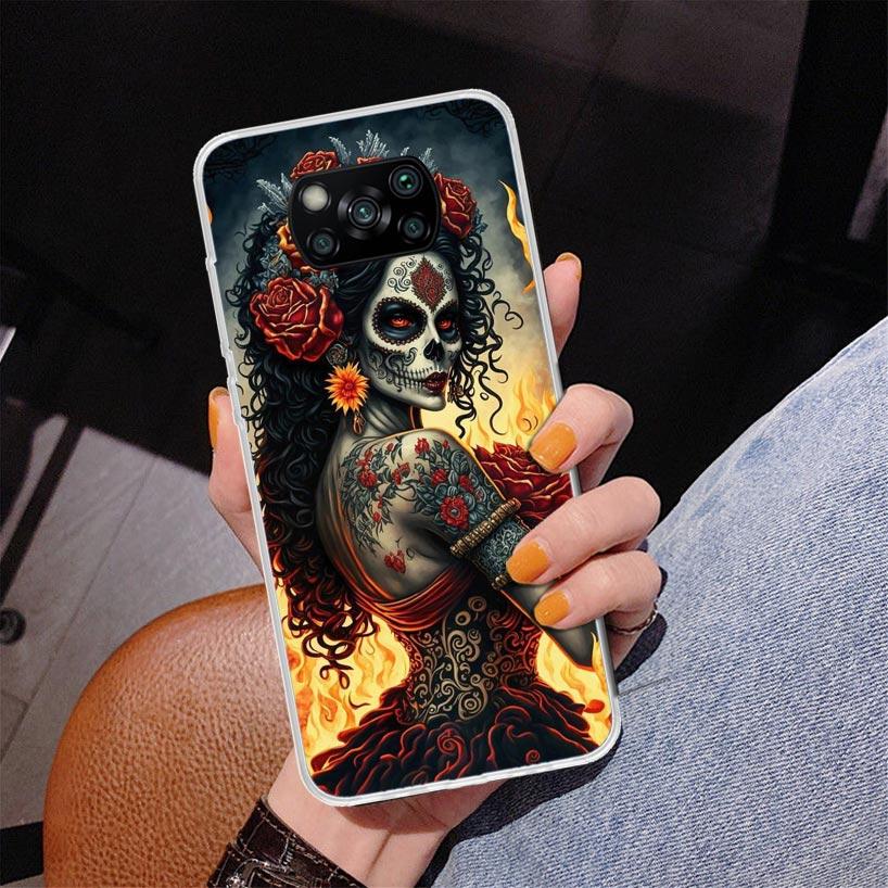 Чехол для телефона Catrina Красивая Девушка Роза Череп для Xiaomi Poco X7 X6 X5 Pro F7 Ultra Redmi 15C 15 13C 13 12C 12 10 10A 10C 9 9A 9C