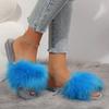 Fashion Slippers Women New Slides Casual Flat Low Heels Leisure Shoes for Women Solid Pink Blue Furry Fur Slippers Plus Size