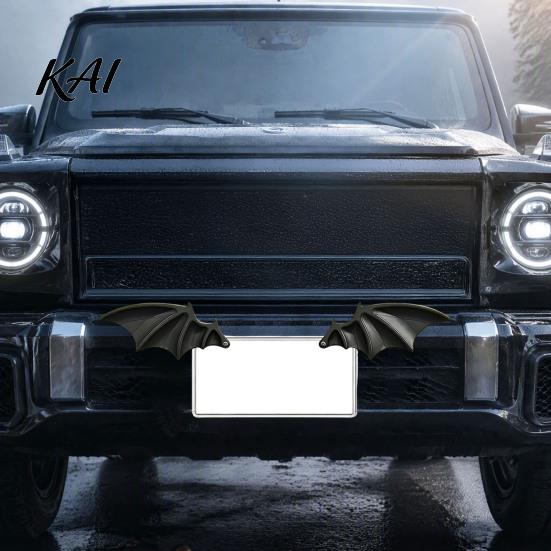 Auto Plate Wing Decoration 1 Pair Bat License Decoration, Gothic Black Decor Vehicle for Front Rear Plates, Car Truck SUV Exterior