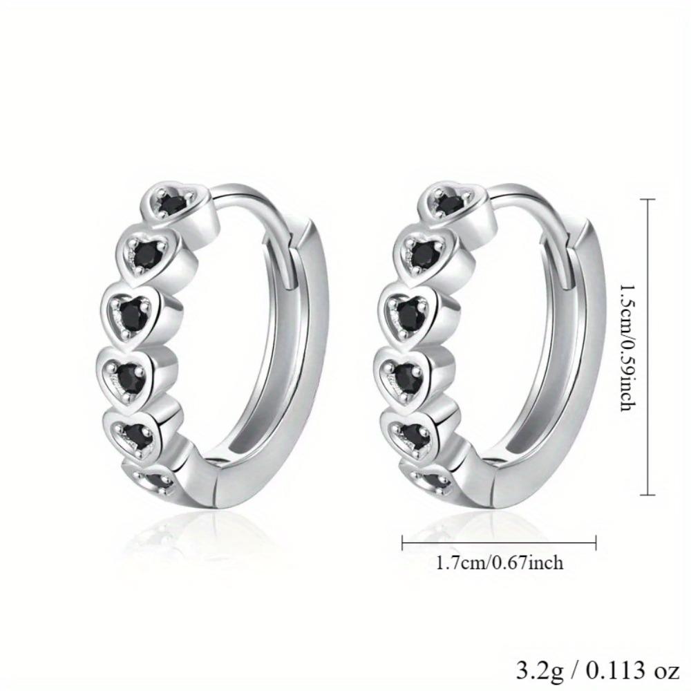 Black Awn Ювелирные серьги-кольца в форме сердца с черным камнем для женщин