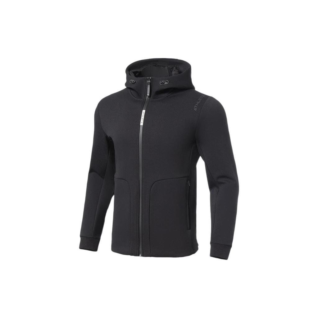 Li-Ning Толстовка с капюшоном Fitness Series Letter Print 3D Cut Zip с длинным рукавом для мужчин, черные топы AWDS093-1