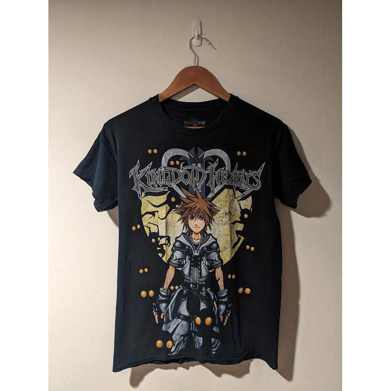 Men'S Vintage Kingdom Hearts 2 Sora Official Promo Graphic T-Shirt - Oversized Black Retro Gaming Tee with Sora & Keyblade Design, Officially