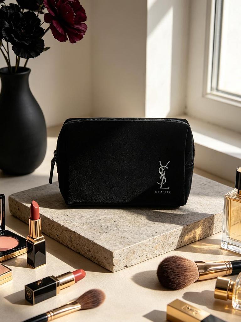 Аксессуар YSL Beauty, Бархатная косметичка для макияжа, Портативная косметичка, Дорожная сумка на молнии для помад, Маленькие косметические принадлежности