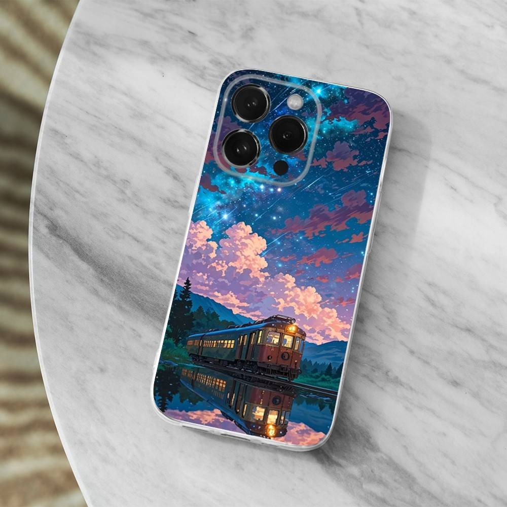 Мультяшный Арт Классический Пенал Для iPhone X,14,16,Mini,XS,SE,12,15,Pro,17,Plus,11,Max,13,XR,Прозрачный Мягкий Чехол