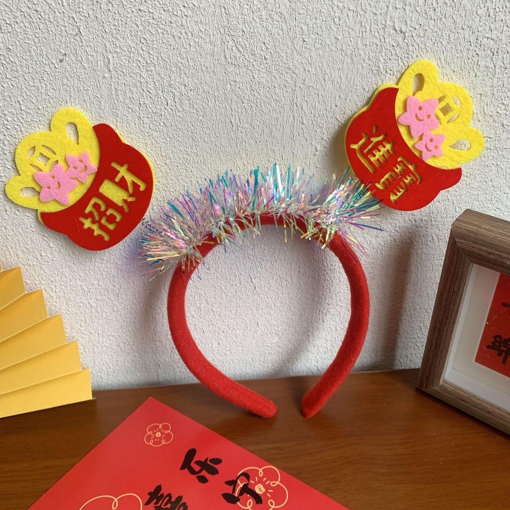 Cartoon 2025 New Year Headband Red Hairband Festive New Year Headwear Snake Year Headband  Men
