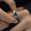 Простое любовное кольцо, женское модное, индивидуальное, изысканное, каплевидное, глазированное, черное, персиковое, с сердцем, серебряное, S925, открытое кольцо, кольцо на указательный палец, прилив