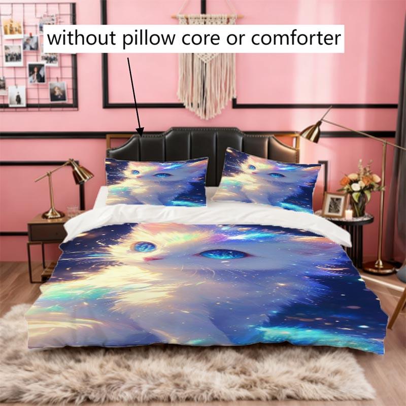 2D Duvet Cover Set Galaxy Cat Eye Starlight Fantasy Ultra Soft Brushed Bedding 3 Piece Set for Bedroom Hotel