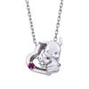 Pochacco POCHACCO Ожерелье Подвеска 40 см Sanrio Персонажи Hapidanbui Открытое Сердце Красный Камень Серебро 925 Хирургическая Нержавеющая Сталь 316L Кубический Цирконий