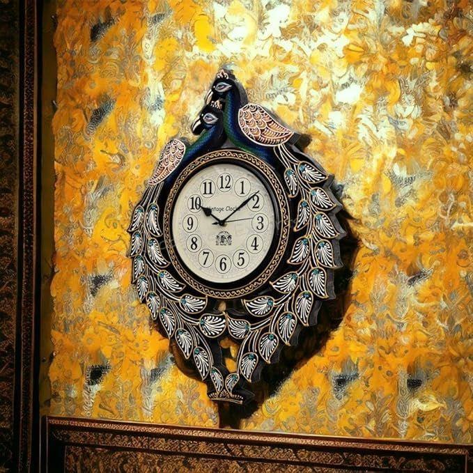 Большие часы из соснового дерева «Павлин»