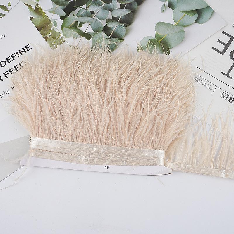 8-10Cm Ostrich Feather Wedding Dress Diy Performance Clothing Accessories Feather Tassel Including Webbing