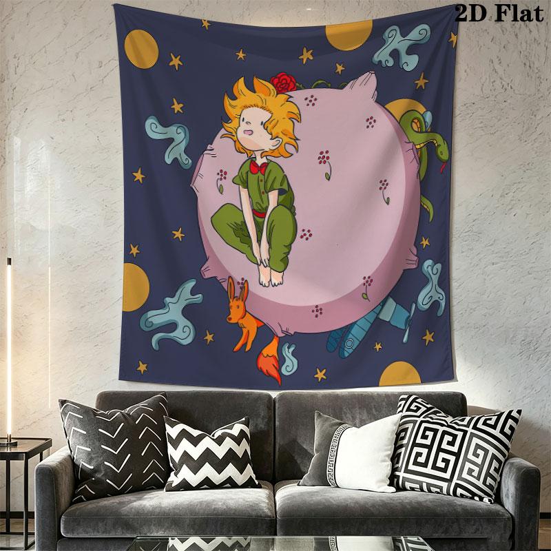 Little Prince Spark Wall Hanging Printed Fabric Blanket Decorative Tapestries for Bedroom Living Room Home Decor