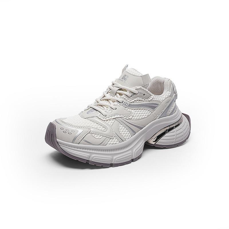 Папины кроссовки женские весенние новые простые трендовые кожаные сетчатые дышащие на платформе повседневные спортивные туфли