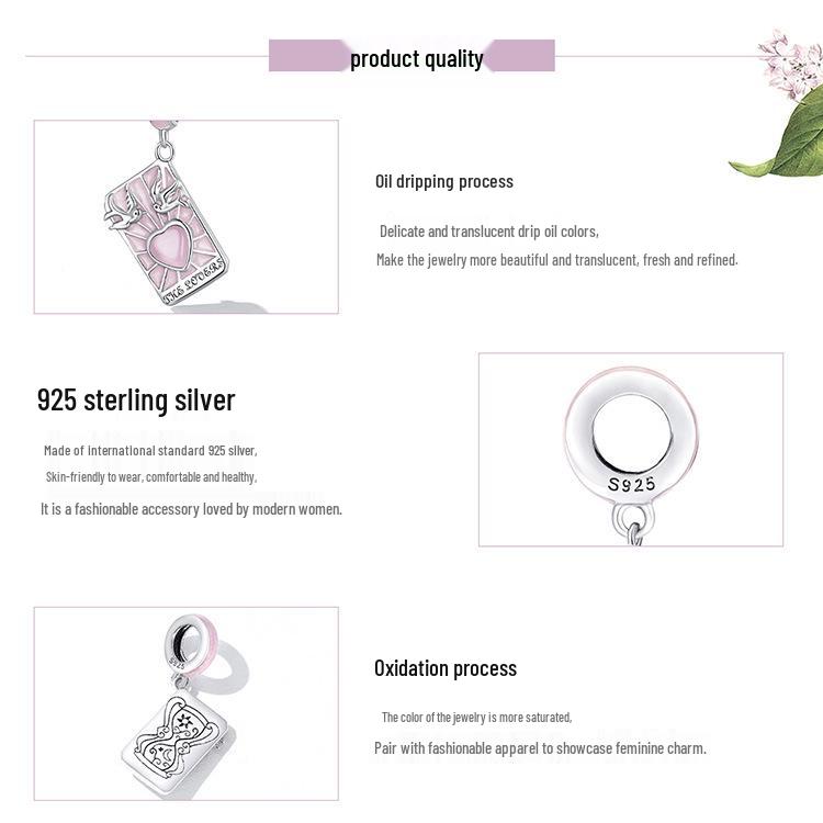 Yin Ziyun Handmade Pink Tarot Lover Pendant with Drip Glue Beads