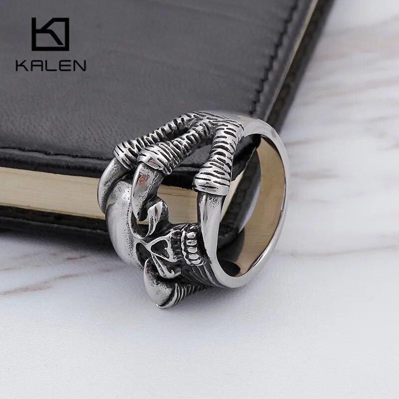 Punk Men's Stainless Steel Skull Rings Size 6-12 Skull Finger Rings Homme Gothic Women Unisex Rings Wholesale Jewelry 2024