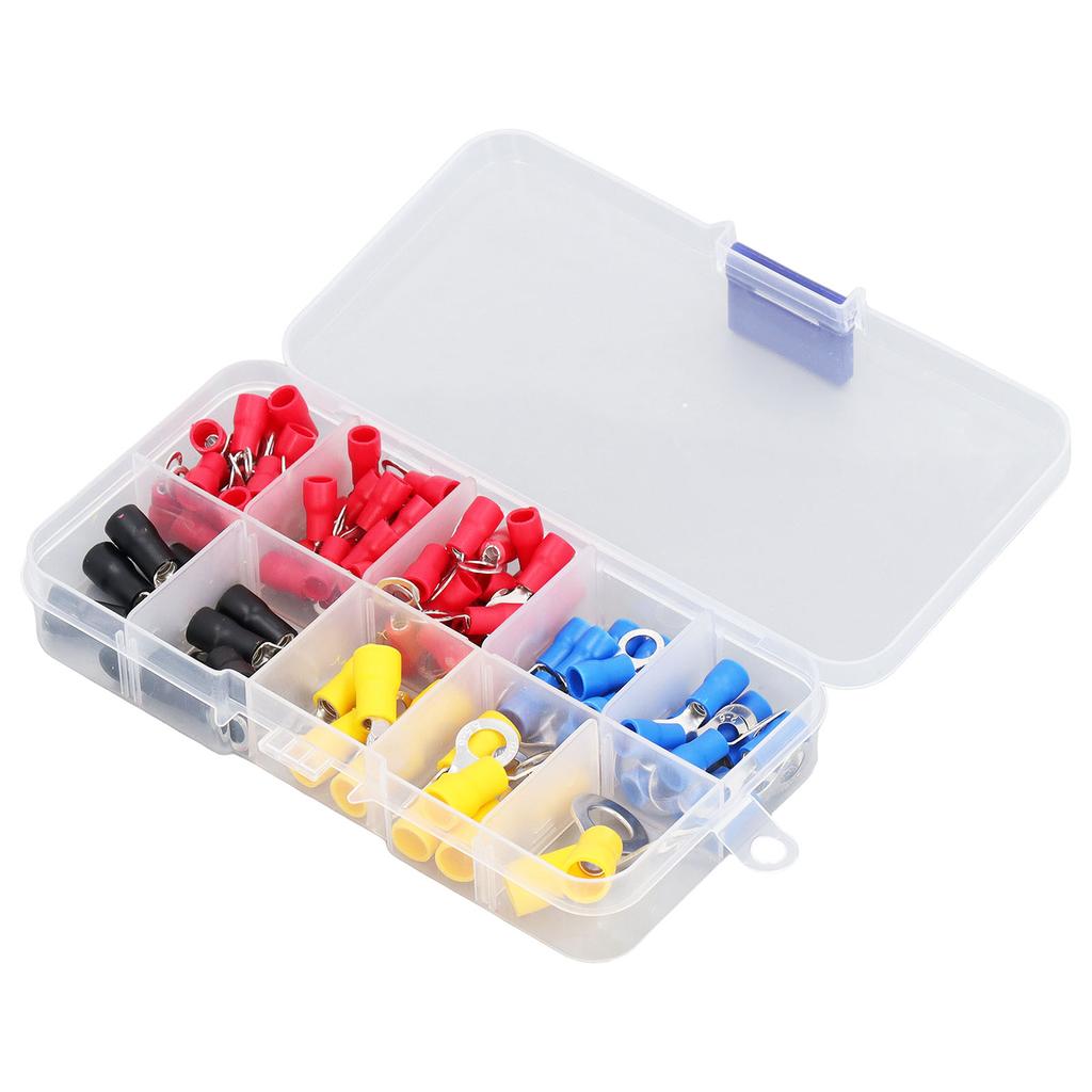 102 шт. Изолированная кольцевая клемма 10 различных спецификаций, огнестойкие соединители для проводов, ассортимент