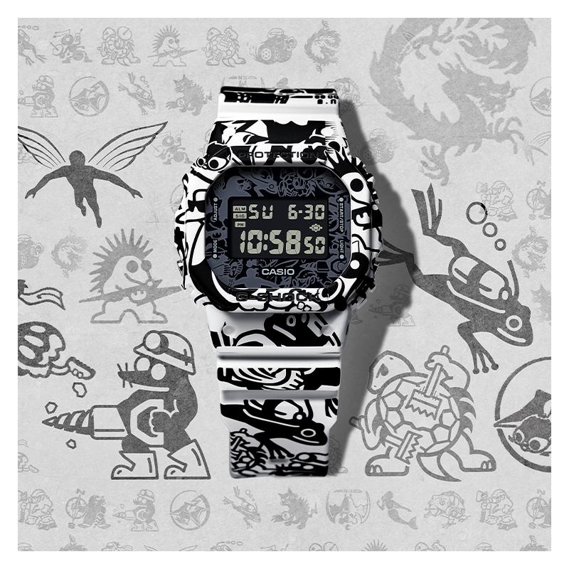 Casio G-SHOCK Серия G-UNIVERSE граффити ретро классический маленький квадратный водонепроницаемый кварцевый механизм полимерный ремешок японские и корейские часы DW-5600GU-7PRG