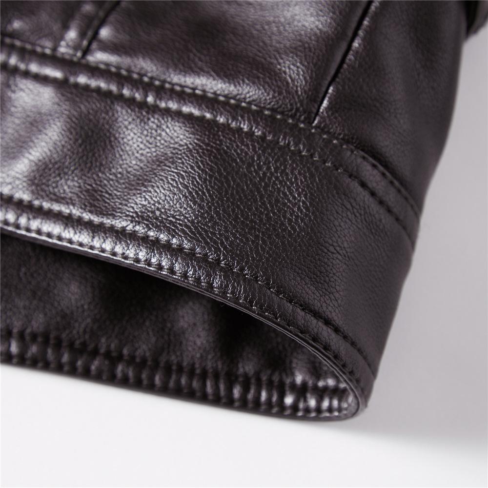Men's Leather Jacket Men's Pu Coat Stand Collar Slim Motorcycle Suit Plus Velvet Leather Clothing