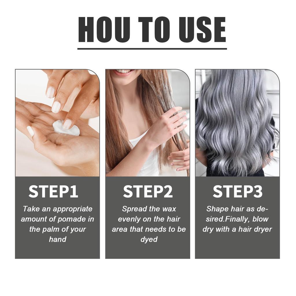Disposable Hair Dye Styling Hair Mud Gray White Color Dye Wax Natural Long-Lasting Easy To Dye Easy To Rinse Fast Dye Wax