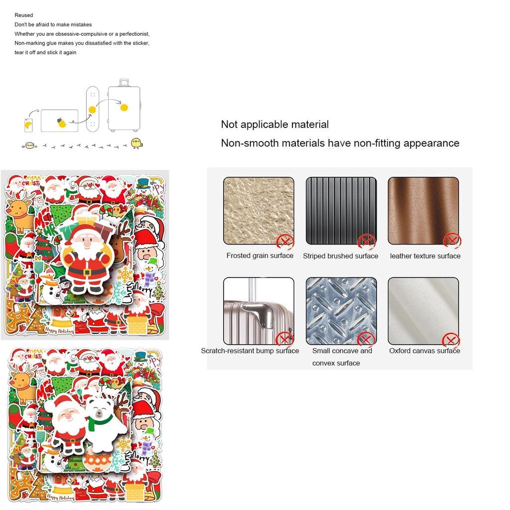 50 шт. Рождественские наклейки Санта-Клаус, водостойкие, многоразовые, для граффити, для декора чемодана