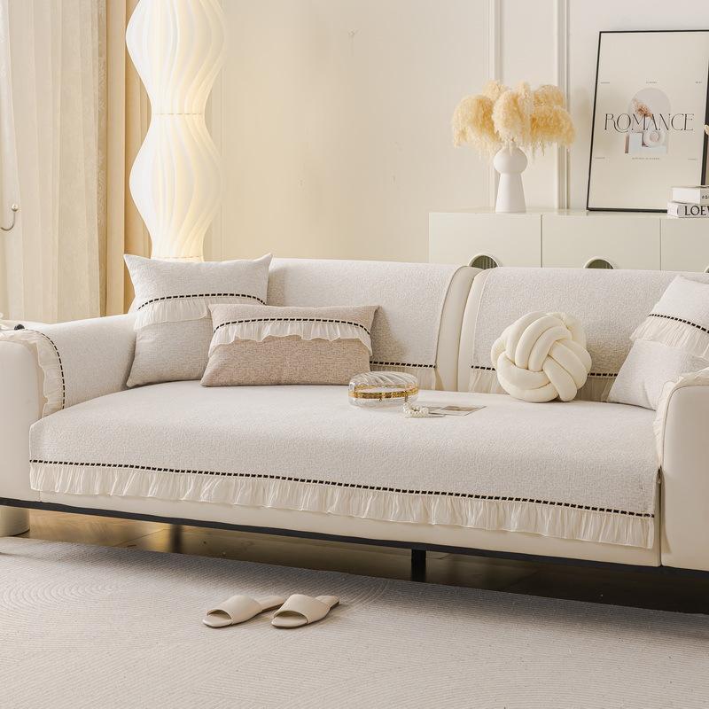 French Sofa Cushion, Universal In All Seasons, Non-Slip Seat Cushion New Cream Wind High-End Straight Row Sofa Cover